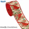 Fabricante Cinta Roja Navideña Pájaro Petirrojo Borde de Alambre Rama de Bayas Estampado de Hojas Cinta de Grosgrain Venta al por Mayor Transfronteriza