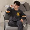 Pijamas de otoño e invierno para niños, ropa de franela gruesa para niñas y bebés, ropa de casa con dibujos animados para estudiantes de primaria.