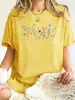 Linda Camiseta Feminina com Estampa de Flores Borboletas Libélulas Y2K Gola Redonda Roupas Largas Hip-Hop Algodão Verão