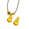 Pingente de Areia de Pedra Preciosa Dourada em Forma de Cabaça com Diamantes, Cobre Escovado e Polido, Contas Redondas Banhadas a Ouro, Formato de Coração, Corrente para Clavícula Estilo Chinês, Versátil