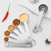 Fabricante de fonte, conjunto de 6 colheres medidoras de aço inoxidável, 18/8 colheres medidoras de cozinha doméstica, colher medidora de cozimento, colher medidora de líquidos