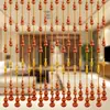 Cortina de Contas de Cabacinha de Madeira de Pêssego com Moedas dos Cinco Imperadores, Cortina de Porta para Sala de Estar, Cortina Decorativa de Divisória de Entrada, Cortina Feng Shui para Quarto e Banheiro