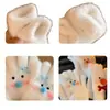 [Muñeco de Nieve Blanco] Guantes de Punto con Lazo de Peluche para Mujer en Invierno Forrados de Felpa para Calentar y Resistentes al Frío para Estudiantes que Andan en Bicicleta
