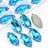 Accesorios de Diamante Irregulares Cosidos a Mano con Borde Biselado de Vidrio Marquise Hebilla Plana Galvanizada Fondo Plano Artículos Creativos para Decoración de Zapatos, Sombreros y Ropa DIY