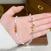 Colar Colorido da Moda e Requintado, Temperamento Dopamina Versátil, Contas de Zircônia, Pedra Natural, Corrente de Clavícula em Camadas de Luxo Leve