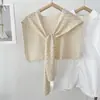 Novo xale de tricô vazado para mulheres, estilo coreano, versátil para o escritório e ambientes com ar condicionado, cor sólida, design com nós, perfeito para usar sobre camisas.
