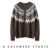 Cárdigan de cachemir jacquard Fair Isle 2026 Invierno Nuevo para Mujer Cuello Redondo Bloque de Color Top Estilo Dulce Abrigo Cálido