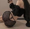 Ropa interior de encaje para mujer popular, con tirantes finos, funda hueca, transpirable, cómoda, serie de ropa interior de encaje negro 60291#