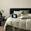 Conjunto de cama de quatro peças de algodão de fibra longa, grau A, seguro para bebês, criptografado, 100% algodão, oferecendo uma sensação luxuosa e de alta qualidade com lençóis e capas de edredom de algodão puro