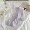 Meias Femininas Primavera Verão Finas Florais Meia de Cano Médio Doce Laço de Fita Renda Meias Longas Tecido Patch Ins Meias Amontoadas