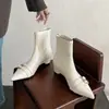 Botines elásticos de punta fina con tacón grueso, maduros pero elegantes, para mujer, invierno 2026, botines negros para tobillo, botas de moda adelgazantes, botines de caña corta para mujer