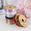 Cinta de flores, cinta bronceadora, regalo para hornear, caja de regalo, embalaje, impresión, embalaje de ramo floral, cinta de poliéster