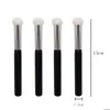 4 brochas pequeñas para corrector con mango de madera, brocha para corrector con cabeza de hongo, brocha con cabeza de esponja para ojeras, brocha redonda para contorno, brocha de maquillaje
