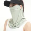 Mascarilla de Protección Solar de Seda de Hielo para Mujer, Polaina de Protección UV para Ciclismo con Orejeras, Velo Transpirable de Protección Solar con Sensación de Hielo