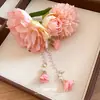 Pinza para el Cabello con Flor de Tela Borla de Perlas Estilo Resort Costero Pinza de Pato de Gama Alta Moda de Nicho Accesorio Versátil para el Cabello para Mujeres