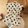 En Stock Toma Real Camiseta de Verano con Estampado de Lunares de Algodón y Lino con Cremallera Trasera Invisible Abertura Camisa Elegante Pulóver Camiseta