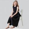 Vestido Negro Pequeño Elegante de Estilo Coreano para Niñas, Estilo Nuevo de Verano, Vestido de Princesa Chaleco, Vestido Largo, Vestido Negro para Niñas Medianas y Mayores