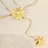 Collar de Acero Inoxidable con Flor de Margarita y Diamantes, Diseño de Nicho, Gargantilla Floral Larga en Forma de Y con Borla