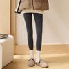 81095# Otoño e Invierno nuevos pantalones de algodón de licra mate de cintura alta con efecto leche y terciopelo cálido para mujer
