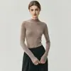 Camiseta Básica de Punto de Cachemir para Mujer Yangzi Yarn de 18 Calibres, Hilo Fino, Color Sólido, Lavable a Máquina, Suéter de Ajuste Delgado para Usar en Capas