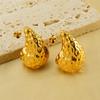 Pendientes de gota martillados de oro de 18 quilates para mujer, estilo francés europeo y americano, de acero y titanio, al por mayor