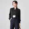 Camisa Profesional de Manga Larga con Cuello en V para Mujer, Top de Gama Alta, Atuendo de Oficina 2026