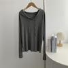 Blusa con Capucha de Manga Larga Lyocell Simple para Otoño Color Sólido Estilo Coreano Primavera y Otoño Holgada Versátil Ropa de Abrigo Delgada