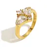 Moda Europeia e Americana Design de Nicho Elegante Joias de Mão de Alta Qualidade Aço Inoxidável Banhado a Ouro 18K Anel Zircônia Borboleta Luxo Acessível Feminino