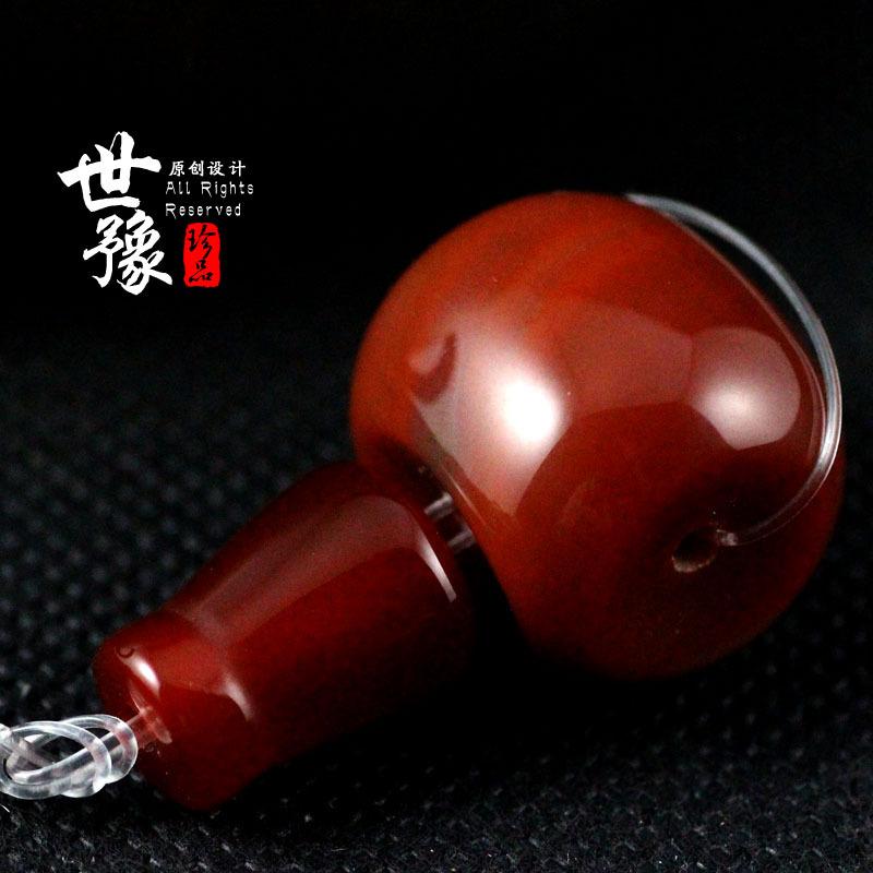 战国红玛瑙佛头三通 念珠手串配件 (4)