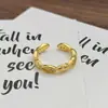 Anel Minimalista Vintage Liso Estreito Francês Retrô Escovado Geométrico Irregular Personalidade Anel para Mulheres