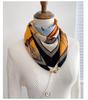 Bufanda Versátil Elegante Estilo Occidental Patrón Espiga Bufanda de Seda Estilo Coreano Bola Dorada Pequeña Hebilla Magnética Bufanda de Seda Protección del Cuello Bufanda Cálida para Otoño e Invierno