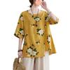 2231 # Conjunto de dos piezas de moda de verano 2025 Verano Nuevo Madre de mediana edad Versátil Talla grande Traje de algodón y lino de manga corta