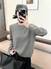 Hilo plateado terciopelo Andy seda brillante tejido de punto de manga larga para mujer otoño e invierno nuevo elegante versátil suéter de cuello redondo top holgado mujer