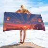 Toalla de playa de microfibra de terciopelo de doble cara absorbente de secado rápido con estampado, chal de protección solar para natación, venta al por mayor