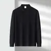 Camisa polo, color sólido de otoño, corte ajustado, camisa base casual de negocios, camiseta de manga larga para hombre