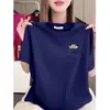 Comércio Exterior Transfronteiriço~Camiseta Estampada de Manga Curta de Alta Qualidade para Mulheres, Blusa Casual Soltinha de Tamanho Grande para Verão para Mães de Meia-Idade e Idosas
