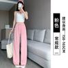 Verano Fresco Cubre Carne Encaje con Cordones Color Sólido Pantalones de Traje de Cintura Alta para Mujer Diseño Casual Drapeado Estilo Coreano Pantalones de Pierna Ancha