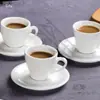 Xícara de Café Expresso e Pires 60ml Comercial Europeu Simples Branco Cerâmica Xícara de Café Pequena com Logotipo Fixo