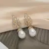 Brincos Simples de Pérola Transfronteiriços Agulha de Prata 925 Brincos de Alta Qualidade Pedra Hao Versátil Elegante Fecho de Orelha Brincos de Franja Mulheres