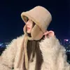 Sombrero de Pescador Grueso Cálido con Forro Polar para Otoño e Invierno, Sombrero Protector para los Oídos Resistente al Viento para Ciclismo al Aire Libre, Sombrero Cubo Casual Estilo Japonés para Circunferencia de Cabeza Grande