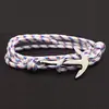 Novo Lançamento Quente Pirata Azul Marinho 3mm Corda de Nylon Colorida Âncora de Navio Pulseira Casal Feita à Mão Corda Preto Fosco