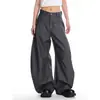Pantalones Vaqueros Occidentales de Pierna Ancha Sueltos Casuales Largos Negros con Caída de Gama Alta Americanos para Viajes de Otoño/Invierno Hombres Mujeres Retro