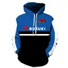 Moletom com Capuz Estilo Americano Moderno Transfronteiriço Moletom Casual Masculino Hoodie com Impressão Digital 3D Jaqueta de Corrida Suzuki