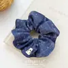 Scrunchie de Urso de Pelúcia Flockado Coreano com Estampa Jeans Azul Prendedor de Cabelo Acessório de Cabelo Faixa de Cabeça Alta Acessório de Cabelo para Mulheres