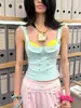 Top de Mujer Y2K Chica Atrevida Multicolor Bloques de Color Adelgazante Calle INS Retro Europeo y Americano Streetwear Versátil Sentido del Diseño Nuevo