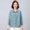 Colección nueva primavera y otoño 2026 estilo mamá para mujeres de mediana edad: Prenda exterior fina de algodón puro, elegante y de alta gama, con cuello de solapa