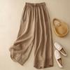 Pantalones cropped de algodón y lino de pierna ancha para mujer, lino casual de verano, delgados, rectos, para mamás, talla grande, para chica gordita, adelgazantes, verano