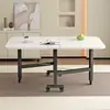 Mesa plegable para uso doméstico, adecuada para apartamentos de alquiler, una mesa de comedor plegable sencilla para espacios pequeños, con ruedas para facilitar el movimiento y un diseño plegable de empujar y tirar