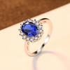 PAG &amp; MAG Anillo Princesa Diana Joyería de Plata S925 Tesoro Azul de Cachemira Joyería con Personalidad y Temperamento Europeo y Americano