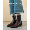 Versión de piel de oveja de botas cortas de mujer para aumentar la altura, Botas Martin otoño 2026, Botas ajustadas retro de estilo francés elegante